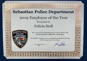 Sebastian Police employee of the year 2019